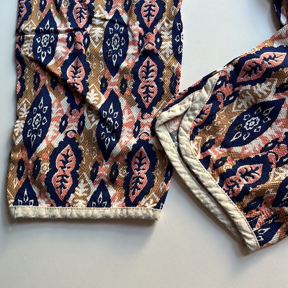 Pilcro and the Letterpress relaxed straight leg pants blue/pink/tan/white motif - Picture 4 of 5